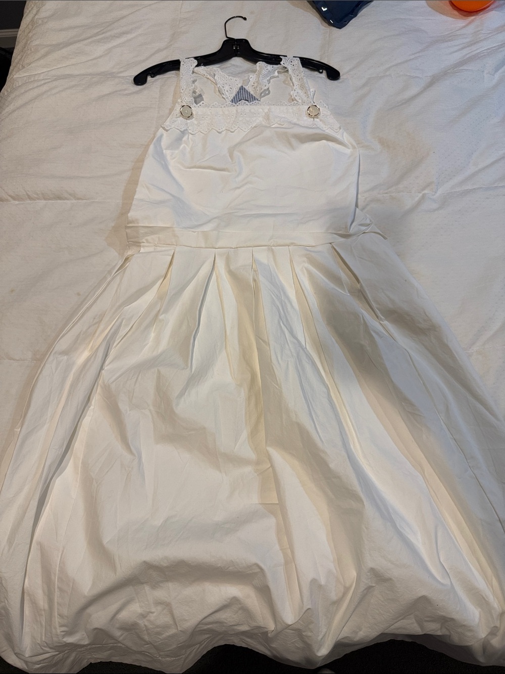 Free People Woman’s White Lace Trim Full Skirt Dress